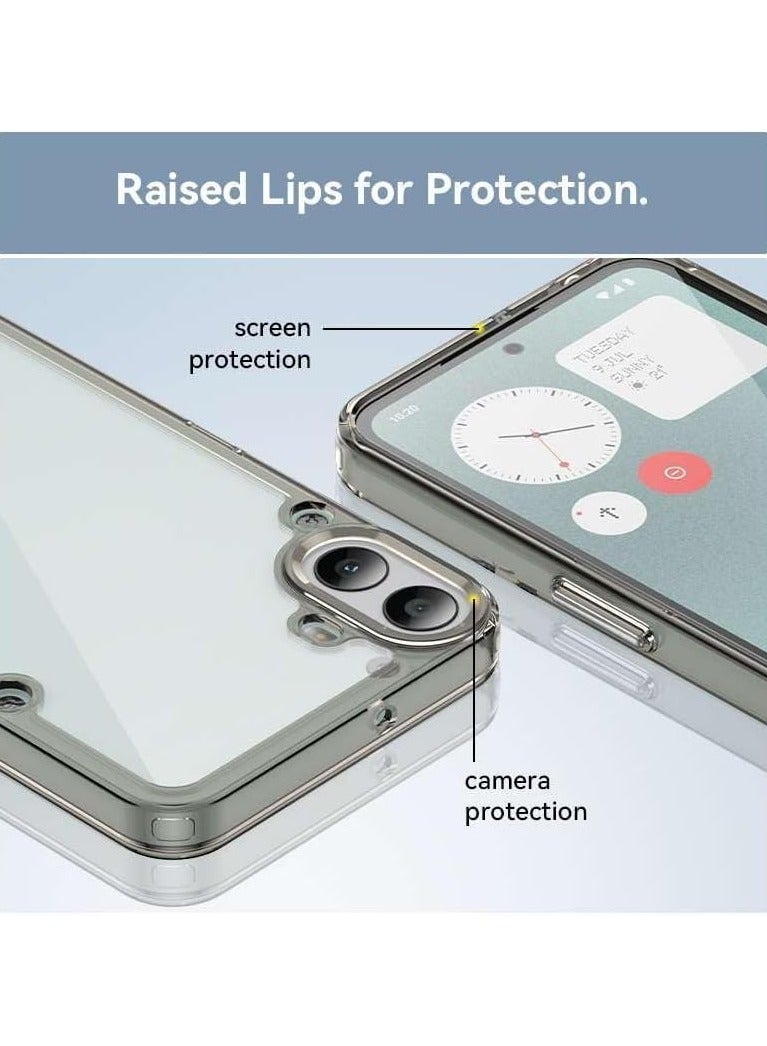 VKL Compitable with Nothing CMF Phone 1 2024 Case, Crystal Clear Slim Hybrid Hard Back and TPU Rubber Grip Rim Bumper Skin Shockproof Cover for Nothing CMF Phone 1 (Grey) - Image 5