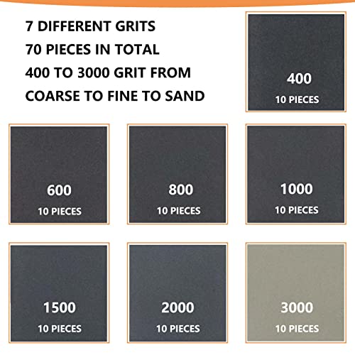 WHLLING Micro Zip Detail Sander 70PCS Sandpaper-Grit 400 600 800 1000 1500 2000 3000, 3.5”x 1”Micro Sander Tool for Small Projects Wet Dry, Hook and Loop Detail Sander for Crafts and Woodworking - Image 5