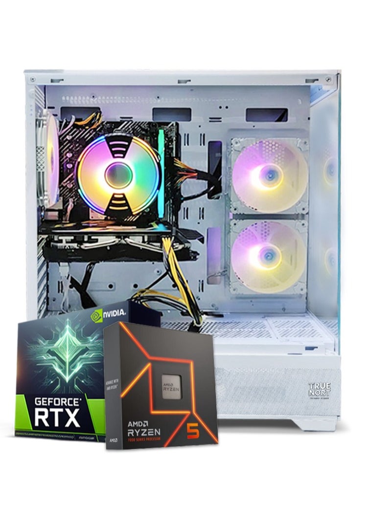 Truenort True Nort Gaming PC, AMD Ryzen 5-7600X,RTX 3060 , 32GB RAM, 1TB SSD, Air Cooler 120mm,Window 11 Pro, White  Case  - Image 1
