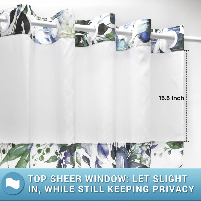 WITHLOC No Hook Shower Curtain with Snap in Liner - Eucalyptus Shower Curtain - Washable Waterproof Inner Liner, Plants Green Leaves Modern Shower Curtains - Machine Washable, 71 x 74 - Image 3