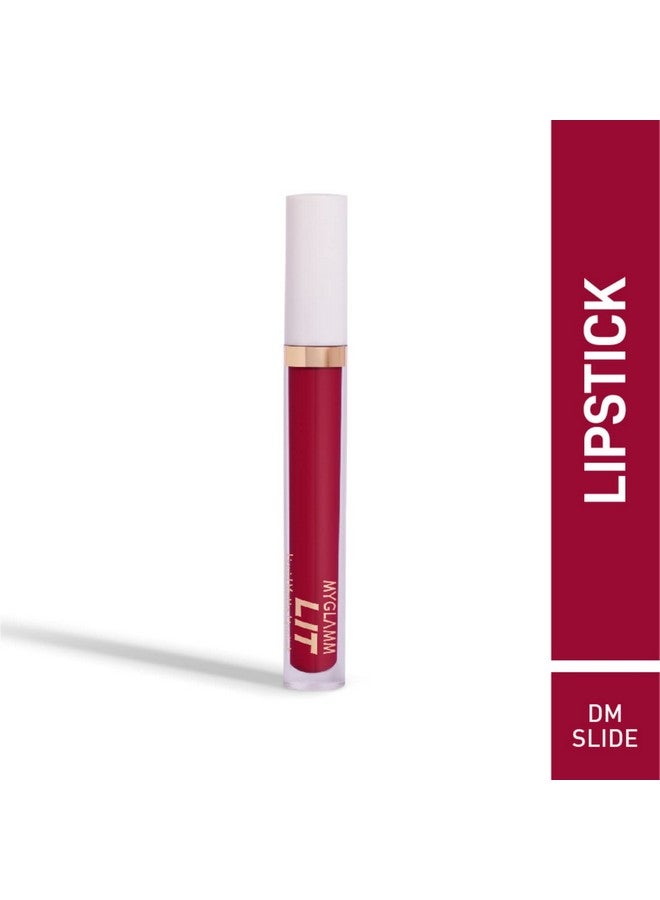 MyGlamm LIT Liquid Matte Lipstick-Dm Slide (Red)-3 ml | With Moringa Oil | 12HR Long-lasting Lipstick | Cruelty-Free Matte Lipstick - Image 2