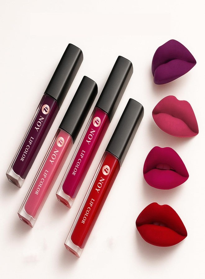 NOY Lipstick Combo Matte Lightweight Strong Pigment Daily Glam Look Waterproof Lipstick Pack of 4 - Image 2