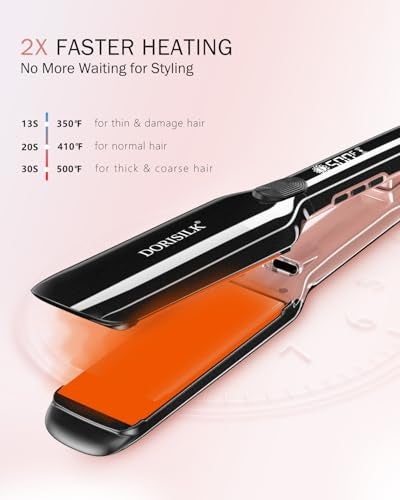 DORISILK 500 Degree High Temp Professional Hair Straightenr ， Ceramic Wide Flat Iron ，2 in 1 Hair Straightener and Curler，Plasma Flat Iron Get Frizz-Free and Shiny 500FW1 - Image 3