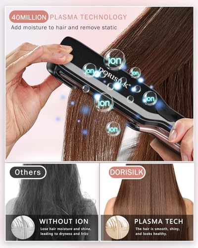 DORISILK 500 Degree High Temp Professional Hair Straightenr ， Ceramic Wide Flat Iron ，2 in 1 Hair Straightener and Curler，Plasma Flat Iron Get Frizz-Free and Shiny 500FW1 - Image 5
