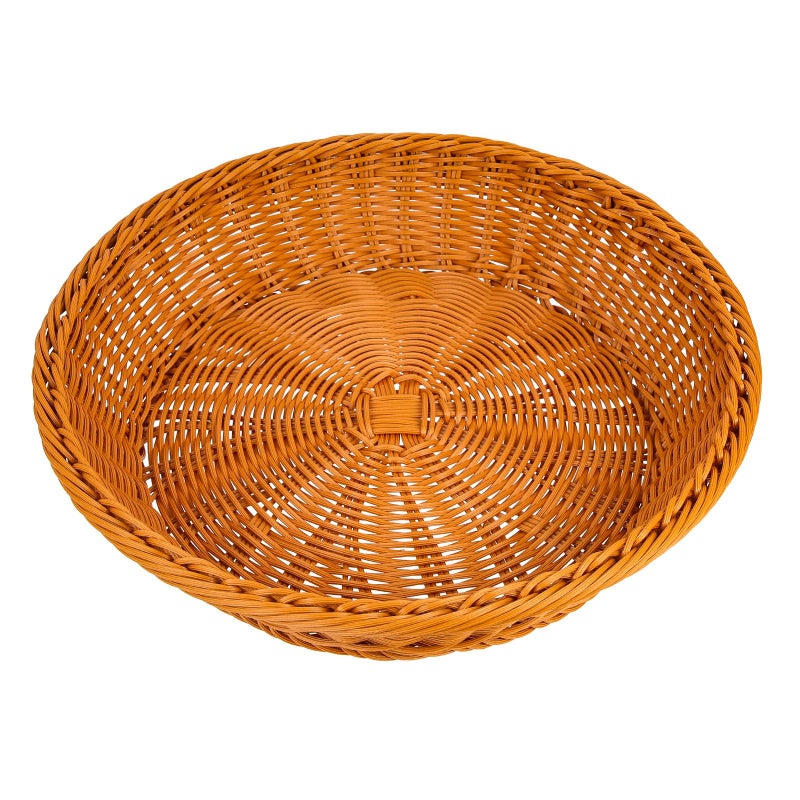 Multipurpose Woven Bread Basket Brown 35cm Diameter Kitchen Serving Snack Tray - Image 2