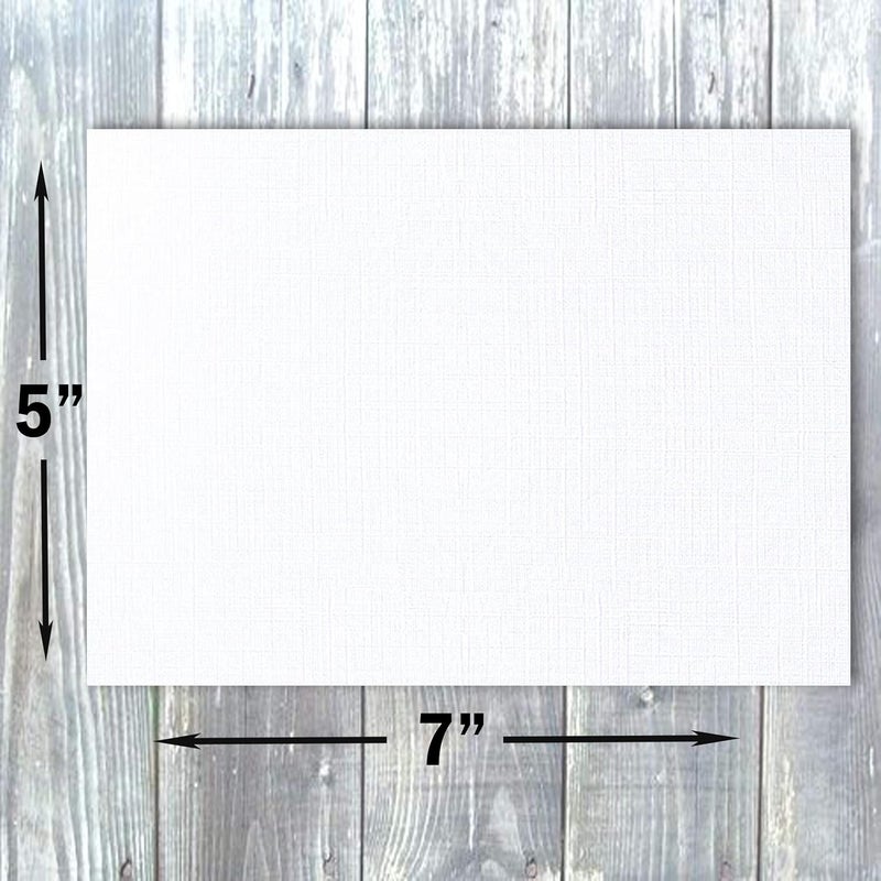 Hamilco White Linen Cards and Envelopes - Flat 5" x 7" Cardstock Paper 80lb Cover 100 Pack - Image 2