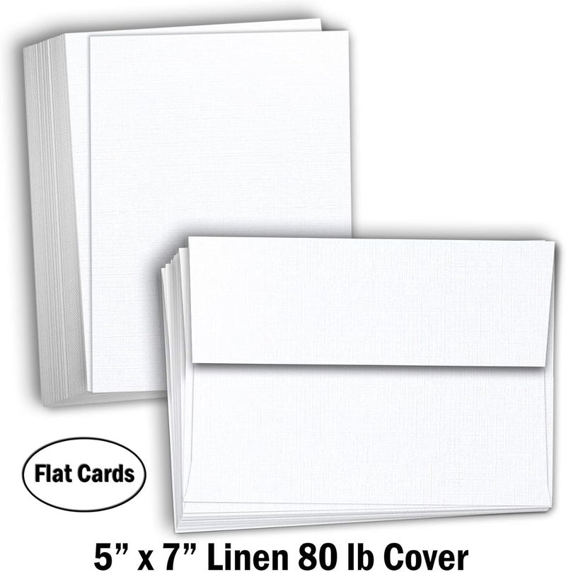 Hamilco White Linen Cards and Envelopes - Flat 5" x 7" Cardstock Paper 80lb Cover 100 Pack - Image 5