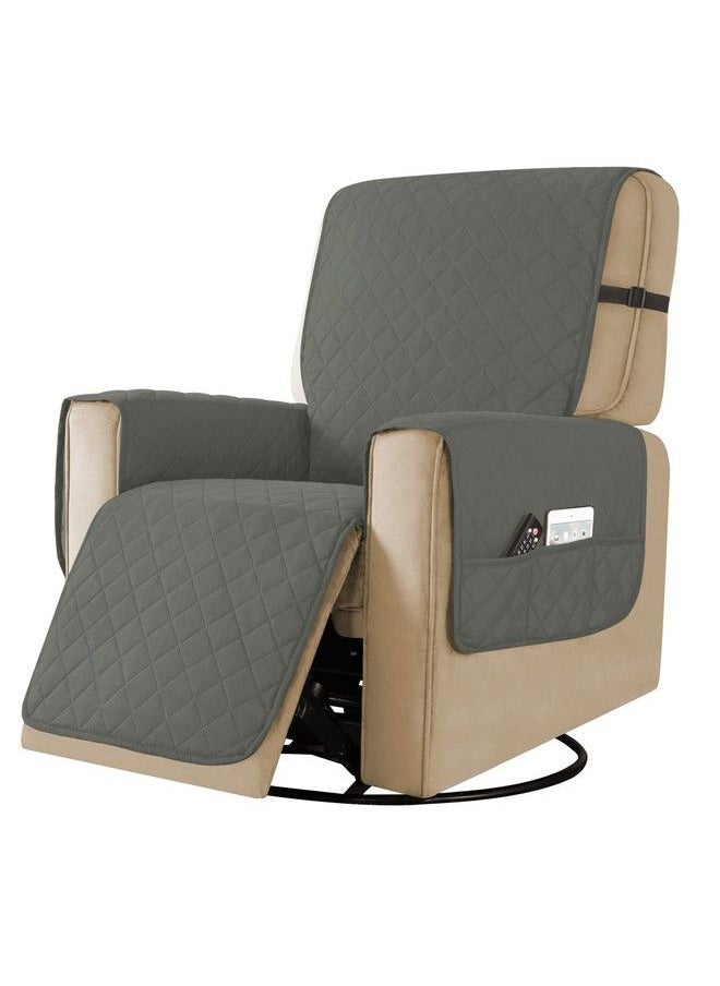 subrtex Recliner Chair Covers Small Recliner Sofa Slipcovers Reversible Washable Recliner Chair Protector With Elastic Adjustable Strap (Small Light Gray)  - Image 2
