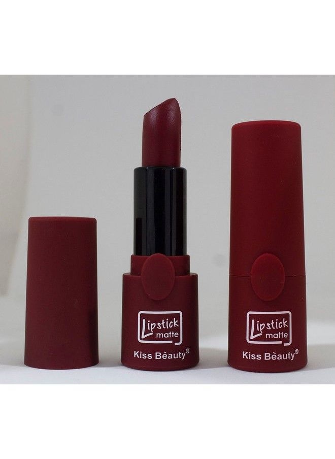 Kiss Beauty - Lotus Hot And Soft Matte Lipstick Intense Color Long Lasting Moisturizer Lip Gloss Lipstick Women Lip Care Cosmetic Makeup (4G Dark Maroon) (Velvet Red) - Image 1