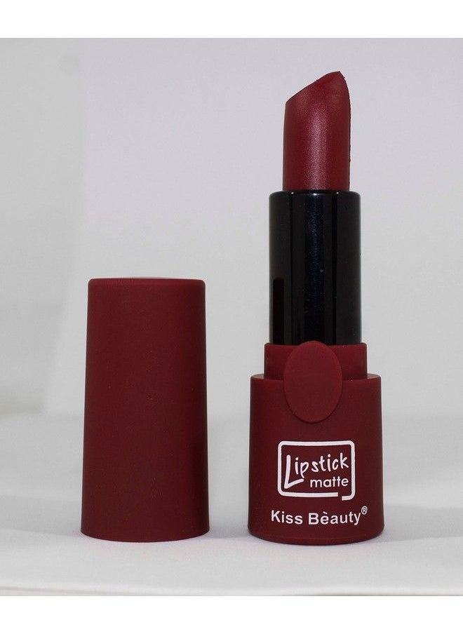 Kiss Beauty - Lotus Hot And Soft Matte Lipstick Intense Color Long Lasting Moisturizer Lip Gloss Lipstick Women Lip Care Cosmetic Makeup (4G Dark Maroon) (Velvet Red) - Image 1