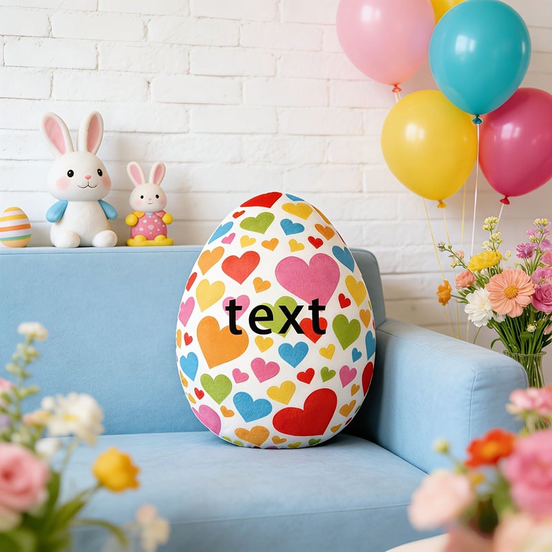 Personalized Egg Shape Cushion Pillow 30cm Double Sided Print Name Text - Image 2