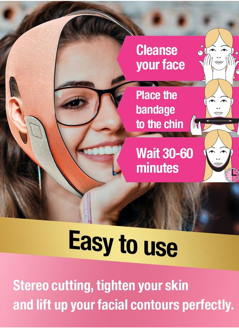 Generic - Face Slimming Strap Reusable Double Chin Reducer Strap Facial Chin Slimmer Device V Line Face Lifting Bandage for Anti Wrinkle Eliminates Sagging Anti Aging Breathable Face Shaper Band - Image 1