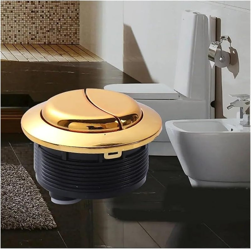 Dual Flush Toilet Button 58mm Round Gold Bathroom Tank Accessory - Image 3