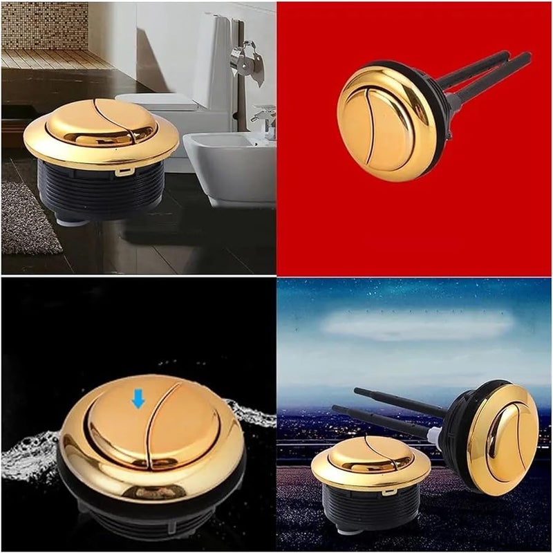 Dual Flush Toilet Button 58mm Round Gold Bathroom Tank Accessory - Image 4