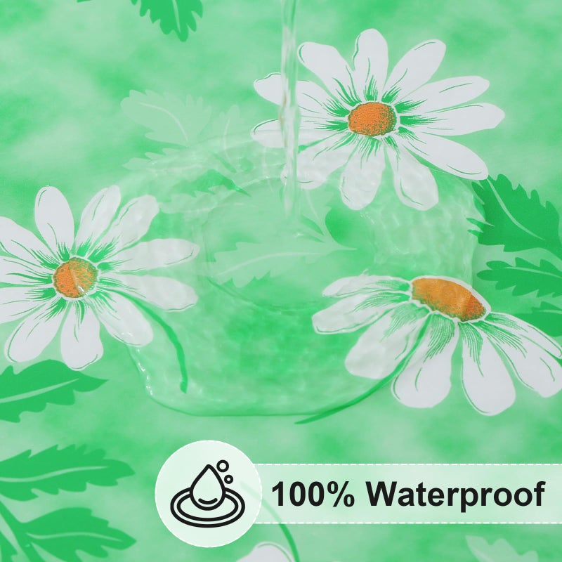 Misaya Rectangle Vinyl tablecloth غطاء طاولة تركيب 100 ٪ ماء مرنة الحافة البلاستيكية قطعة قماش تناسب 6 أقدام طاولات قابلة للطي للتخييم في الهواء - Image 2