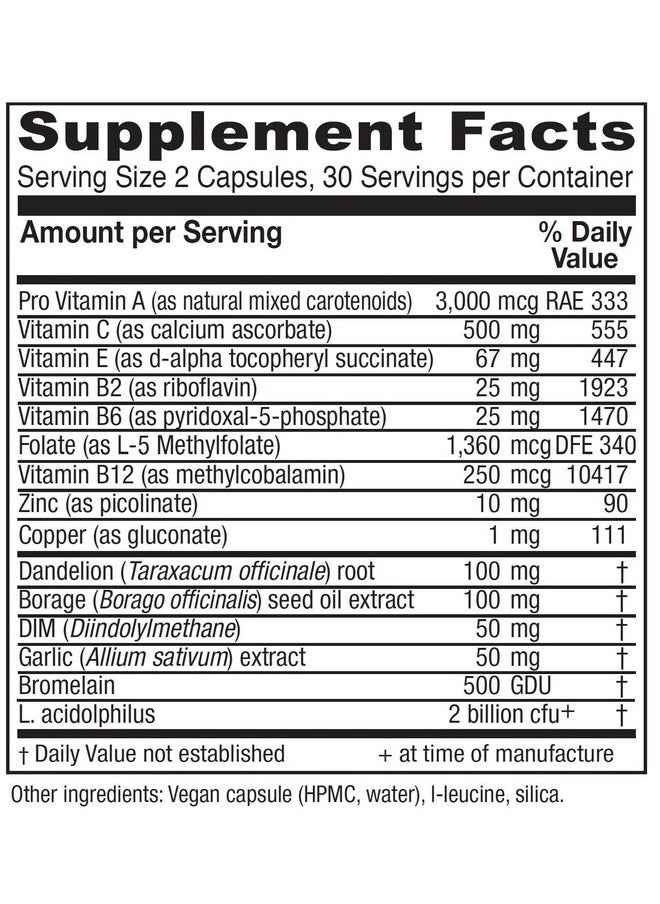 Vitanica Oc Companion Oral Contraceptive Support Supplement Dandelion Borage Seed Oil Dim Bromelain Probiotic & More Vegan/Vegetarian 60 Capsules  - Image 3