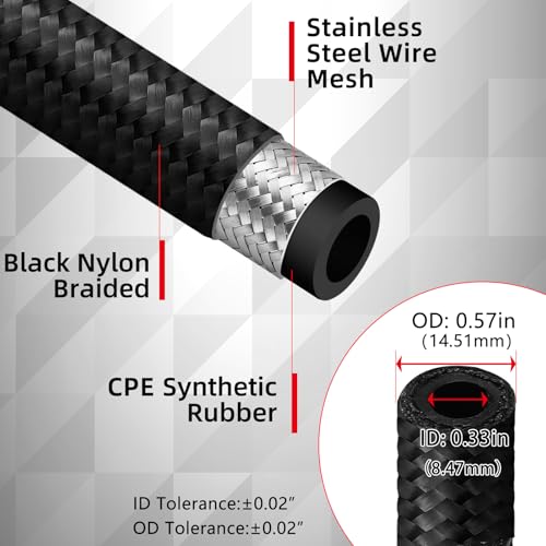 BRIFITOR 6AN 20FT Fuel Line Kit, AN6 Nylon Stainless Steel Braided CPE Fuel Line Hose Fittings Kit With 26 PCS Swivel Hose Fitting Adapter - Image 5