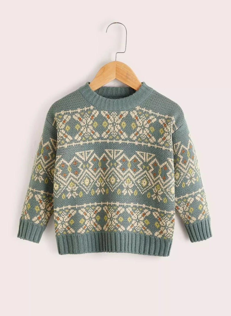 Toddler Boys Geo Pattern Sweater - Image 1