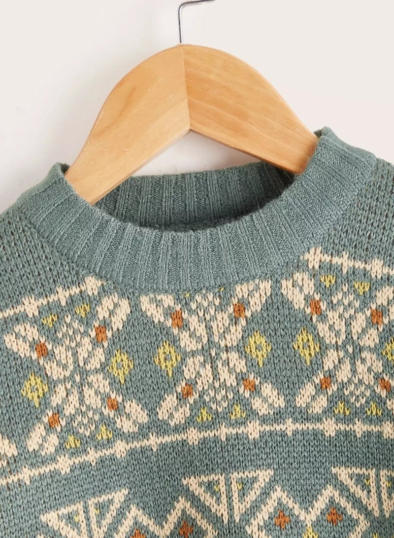 Toddler Boys Geo Pattern Sweater - Image 3