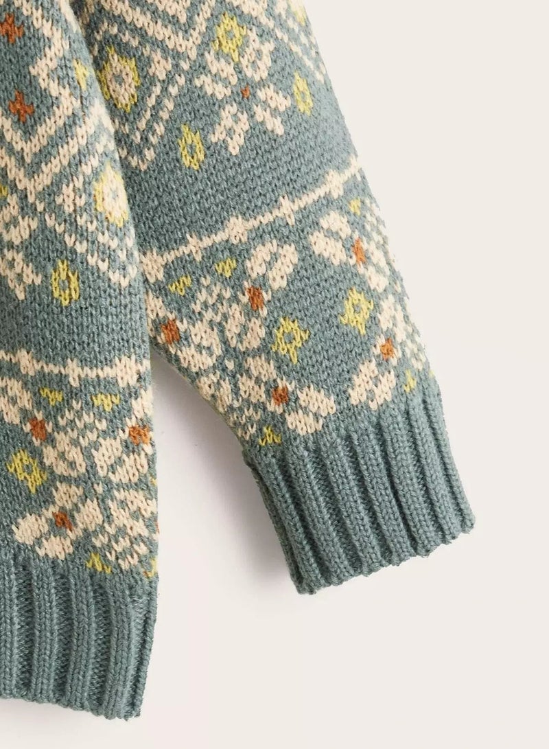 Toddler Boys Geo Pattern Sweater - Image 2
