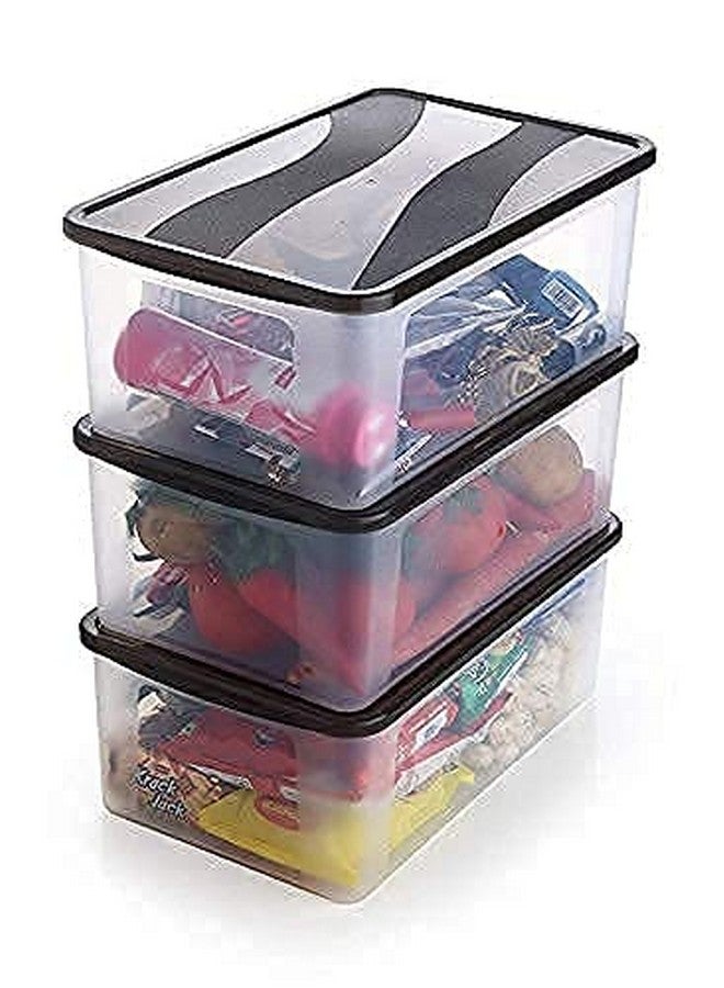 KD ZONE Bread box Plastic jars & Container for kitchen Multi Storage container with Lid, Pack of 3 Set, Black Lid, 2000ml - Image 1