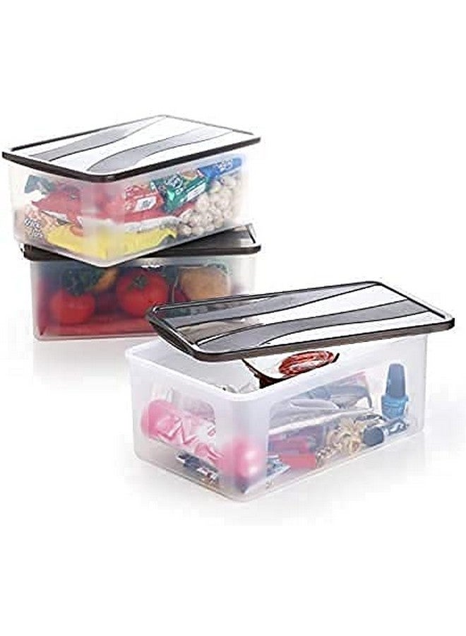KD ZONE Bread box Plastic jars & Container for kitchen Multi Storage container with Lid, Pack of 3 Set, Black Lid, 2000ml - Image 5