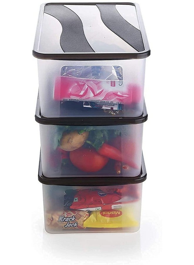 KD ZONE Bread box Plastic jars & Container for kitchen Multi Storage container with Lid, Pack of 3 Set, Black Lid, 2000ml - Image 4