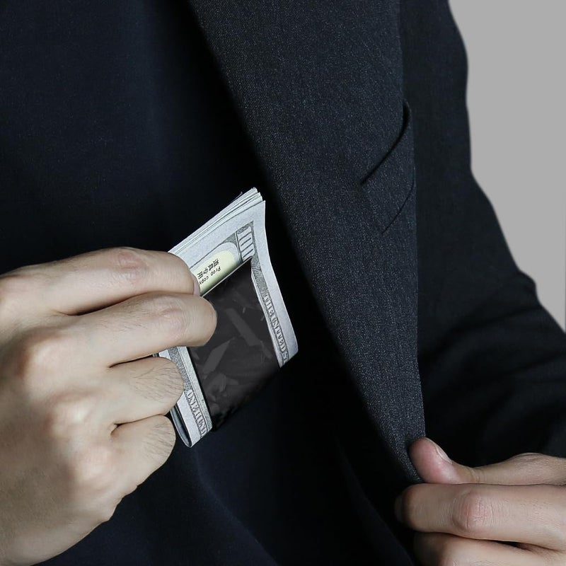 MONOCARBON Carbon-Fiber-Money-Clip-for-Men, Minimalist-Money-Holder for Cash, Strong Elastic Carbon-Fiber-Wallet, Slim and Durable.(Forged Carbon Matte Black) - Image 2