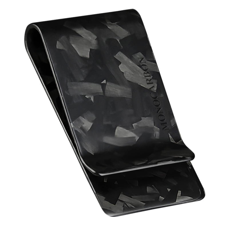 MONOCARBON Carbon-Fiber-Money-Clip-for-Men, Minimalist-Money-Holder for Cash, Strong Elastic Carbon-Fiber-Wallet, Slim and Durable.(Forged Carbon Matte Black) - Image 1