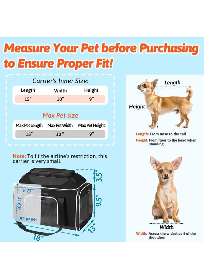 Petskd Top-Expandable Pet Carrier 18x13x9.5 Inches Southwest Airline Approved, Soft-Sided Carrier for Small Cats and Dogs with Locking Safety Zippers and Anti-Scratch Mesh(Black) - Image 3
