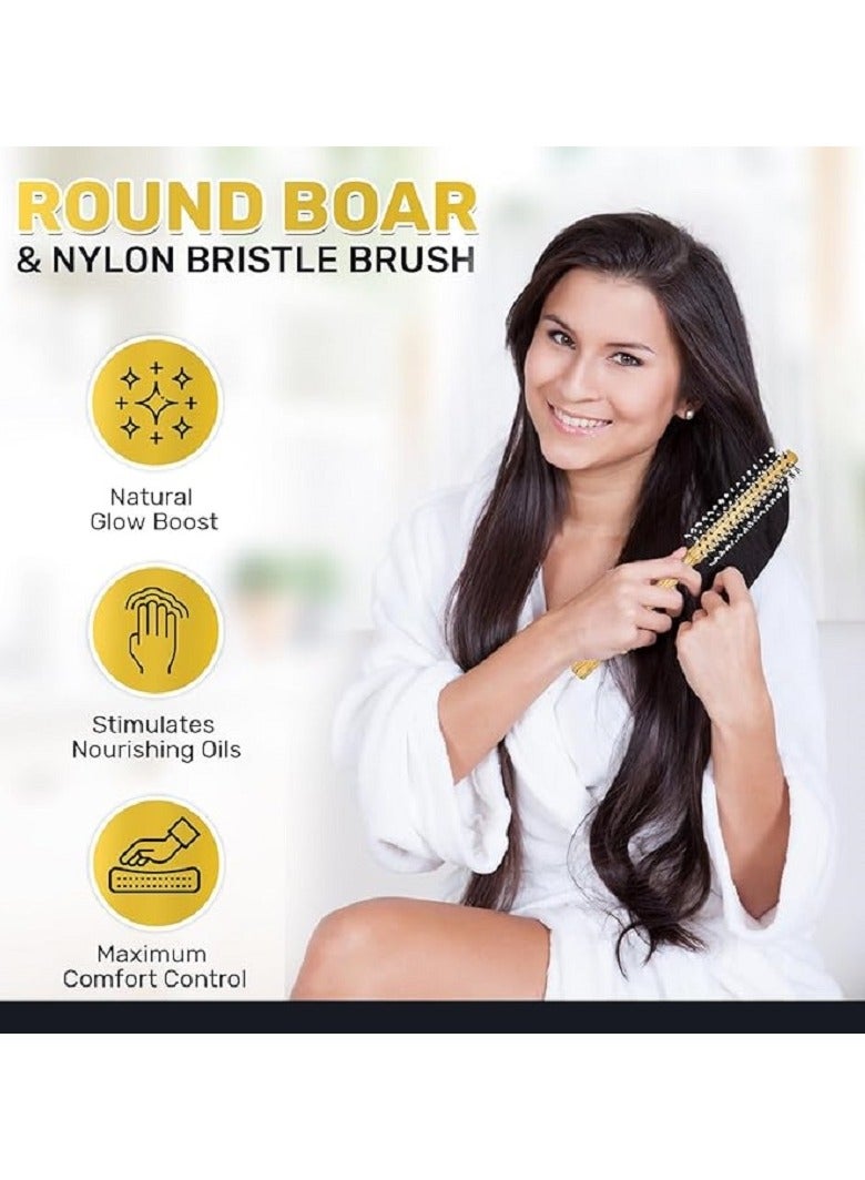 Round Brush, Small, Round Hair Brush for Men and Women to Reduce Frizz, Prevent Dryness and Split Ends, Hair Styling for Men and Women, Detangling Fine Hair and Beard (Heat) - Image 2
