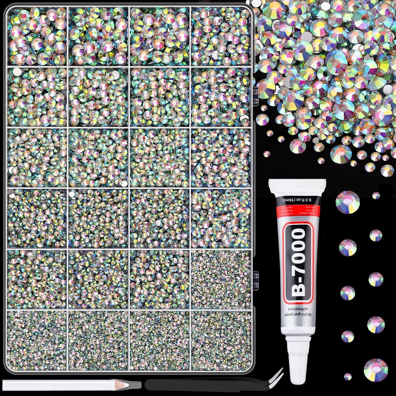TINKRSTUFF 2 Boxes Jelly Rhinestones for Bedazzling, 30600Pcs 3mm & 5mm Multicolor Flatback Resin Gems for Crafting, Bedazzler Kit with Tweezer for DIY Crafts Book Fabric Decor Nail Art - Image 1