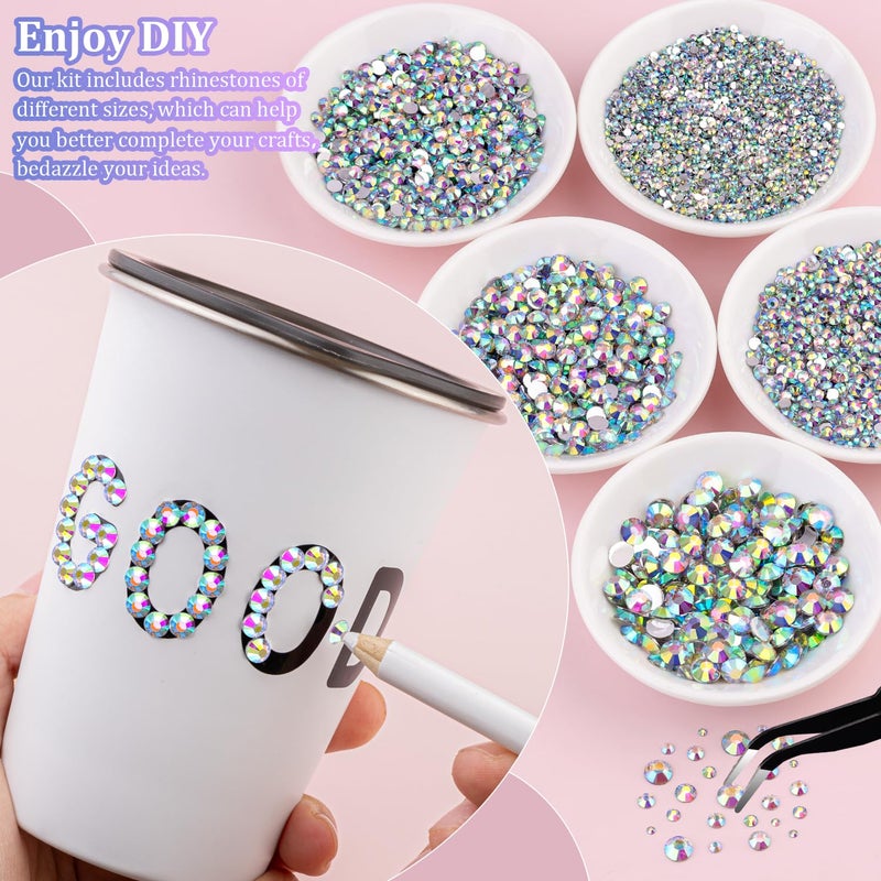 TINKRSTUFF 2 Boxes Jelly Rhinestones for Bedazzling, 30600Pcs 3mm & 5mm Multicolor Flatback Resin Gems for Crafting, Bedazzler Kit with Tweezer for DIY Crafts Book Fabric Decor Nail Art - Image 3
