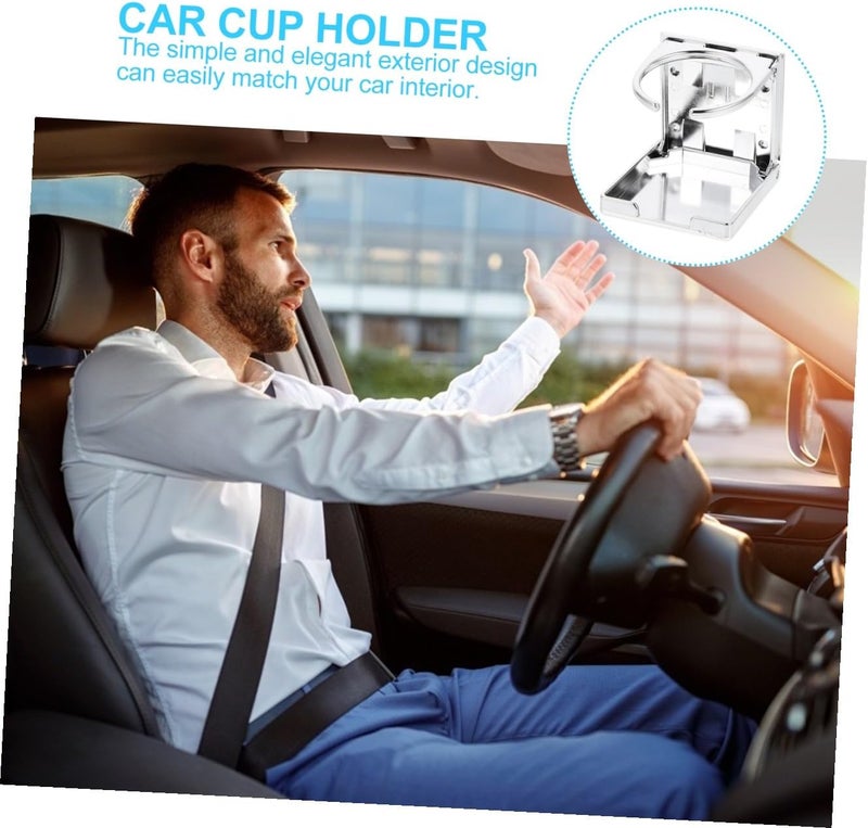 حامل أكواب قابل للطي للسيارة من Yardwe، ملحق عملي للسيارات يناسب الشاحنات والسيارات الرياضية، مزود بتصميم مسمار فضي. - Image 3