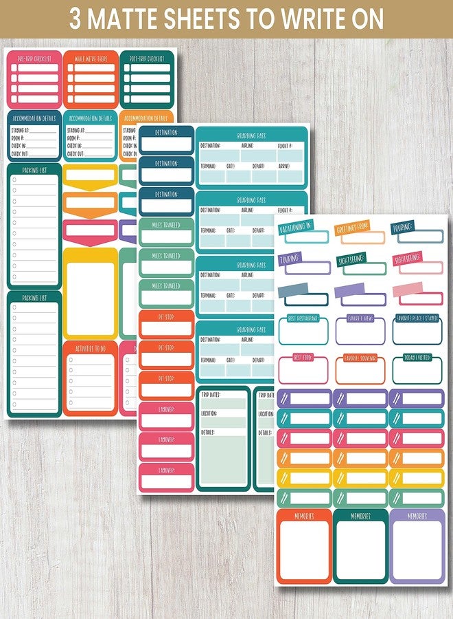 بلوم ديلي بلانرز ملصقات تخطيط السفر من بلوم ديلي بلانرز - 8 أوراق / 450 ملصقًا - مجموعة متنوعة للمغامرات لتخطيط الرحلات، وسجل القصاصات، وتزيين التقويم، وكتابة مذكرات العطلات - أيقونات واقتباسات ملونة - Image 3