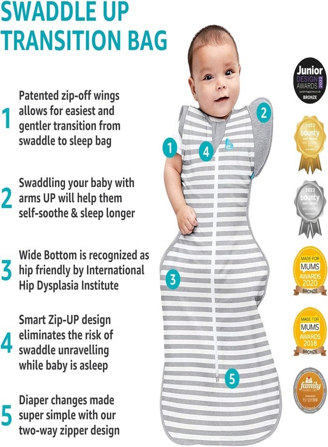 Love to Dream Swaddle UP Transition Bag, Luxuriously Silky Soft Viscose from Bamboo, Baby Sleep Sack, Patented Zip-Off Wings, Snug Fit Helps Calm Startle Reflex, 1.0TOG, 19-24lbs, Blue - Image 2