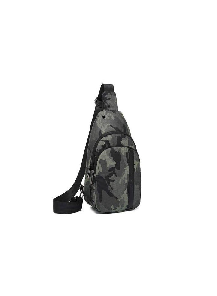 REBENUO Men's casual chest bag, anti-theft and personal belongings, military green color, equipped with a charging port, model No. PS-326 - Image 1