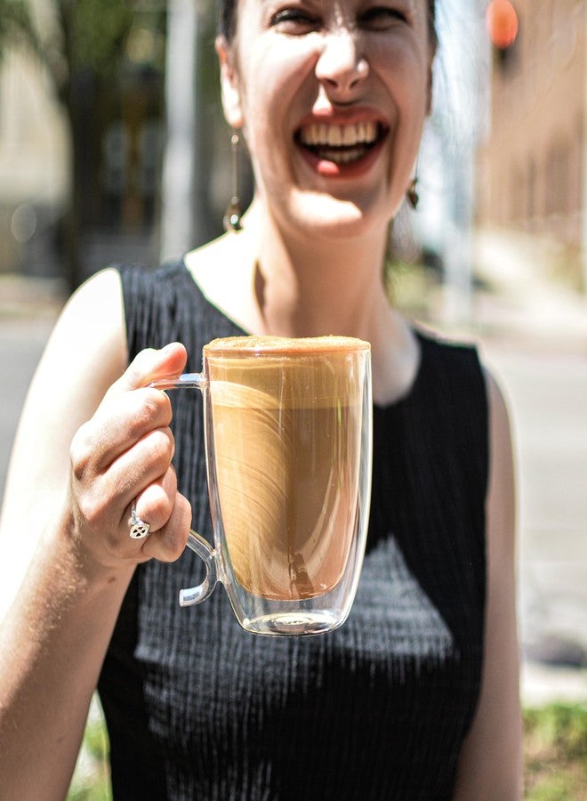 GROSCHE Cyprus 16 fl. oz Double-Wall Glass Mug | Espresso, Latte, Tea & More | Hot & Cold Beverages | Stylish & Aesthetic | Dishwasher Safe | Heatproof | Drinking Glassware - Image 4