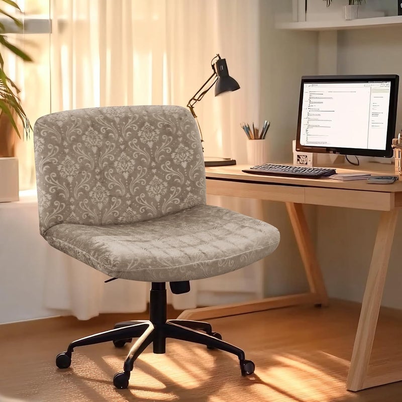 EVOLLER Store Criss Cross Chair Cover Armless Chair Slipcover Office Desk Chair Covers Velvet Embossing Mid Back Wide Seat Accent Chair Covers for Computer Chairs and Vanity Chairs(Velvet-Camel) - Image 3