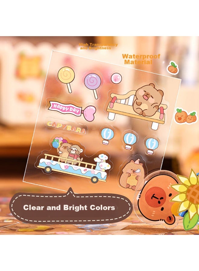 Kaba Bear Kabaxiong High-quality Transparent Planner Stickers, 100 Sheets Chinese-style Non-repeating Cute Guka Stickers Set, Poetry-inspired Ink-like Gift - Image 4