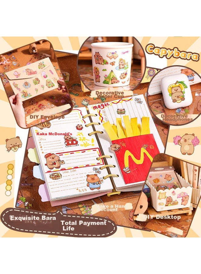 Kaba Bear Kabaxiong High-quality Transparent Planner Stickers, 100 Sheets Chinese-style Non-repeating Cute Guka Stickers Set, Poetry-inspired Ink-like Gift - Image 2
