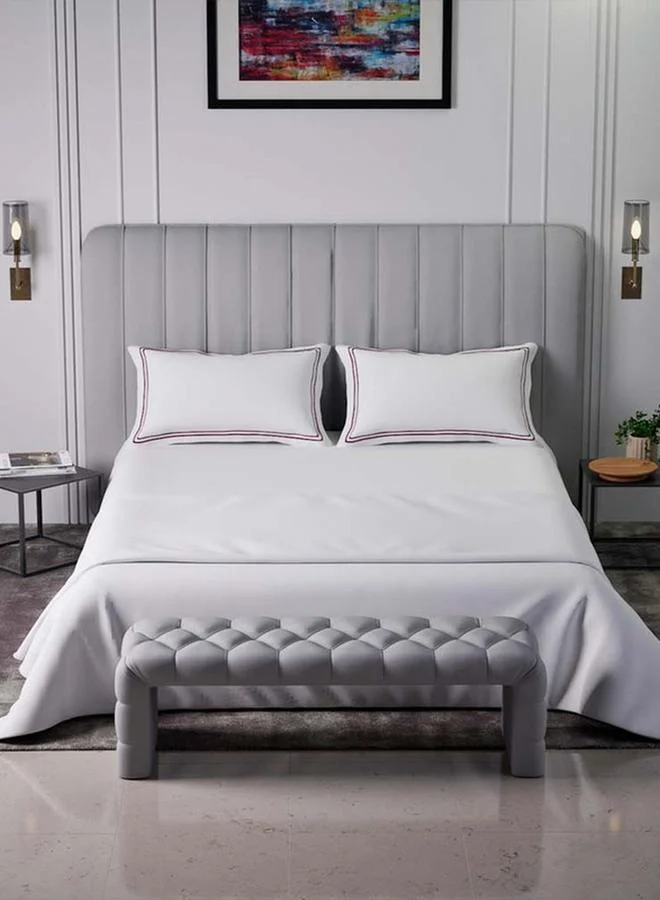 Mulberry Living 100% Cotton King Fitted Bedsheet With 2 Pillow Covers- 400Tc Sovereign Whites
