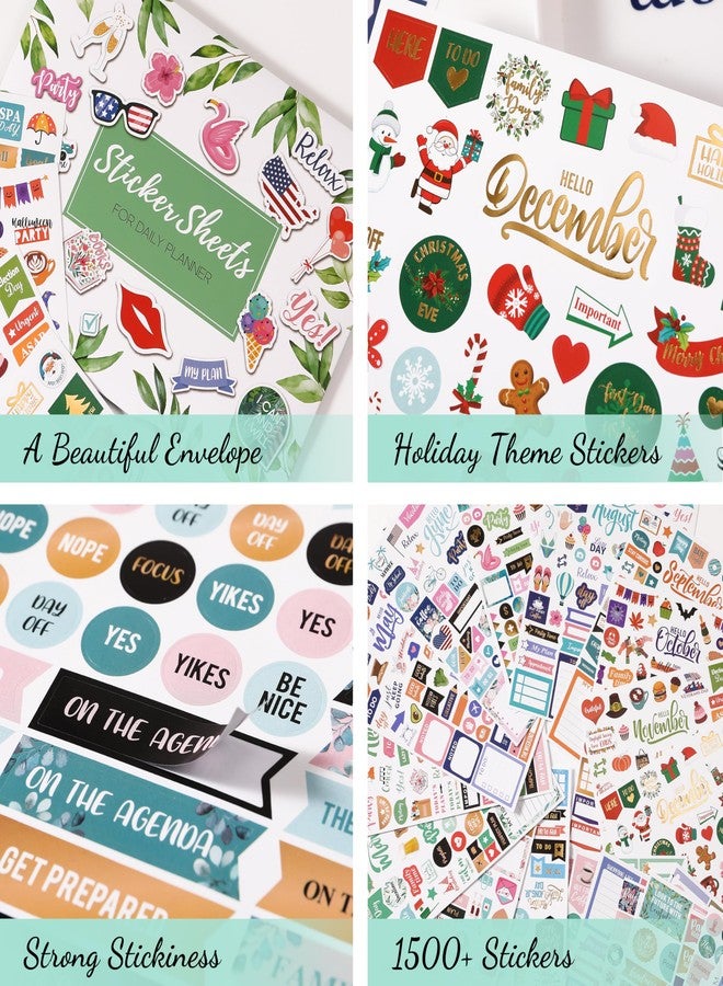 Vondafe Planner Stickers - Monthly Planner Stickers and Accessories 25 Pages 1500 + Stunning Functional and Colorful Designs, Calendar Stickers Includes Festival Theme Journal - Image 3
