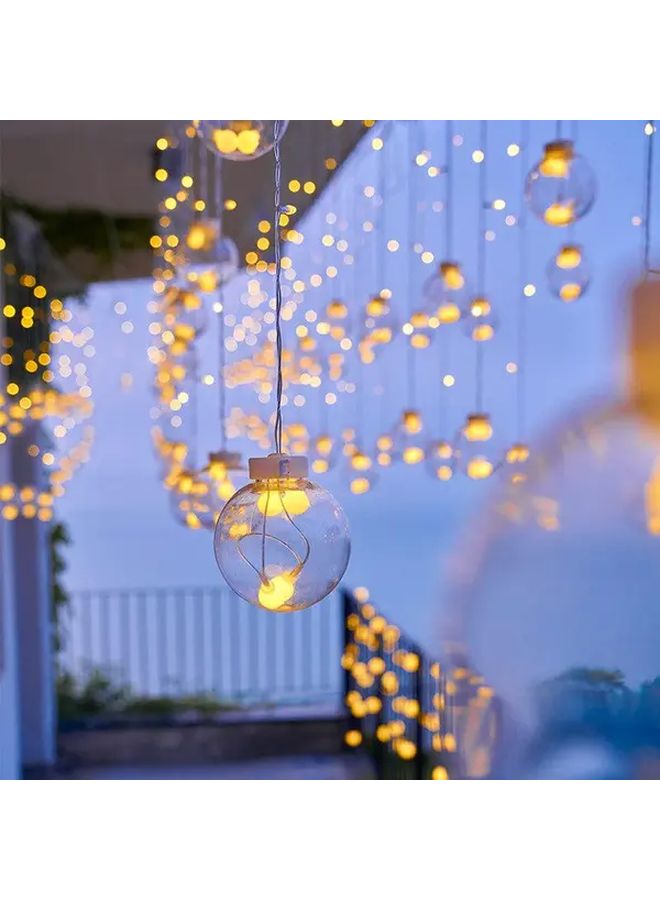 Warm Light Curtain Lights With 108 LED Bulbs 12 Transparent Ball Hanging Decor Lights 8 Lighting Modes Party Flickering LED Fairy Lights Indoor Use For Tent Wedding Festival Thanksgiving Halloween Christmas - Image 3