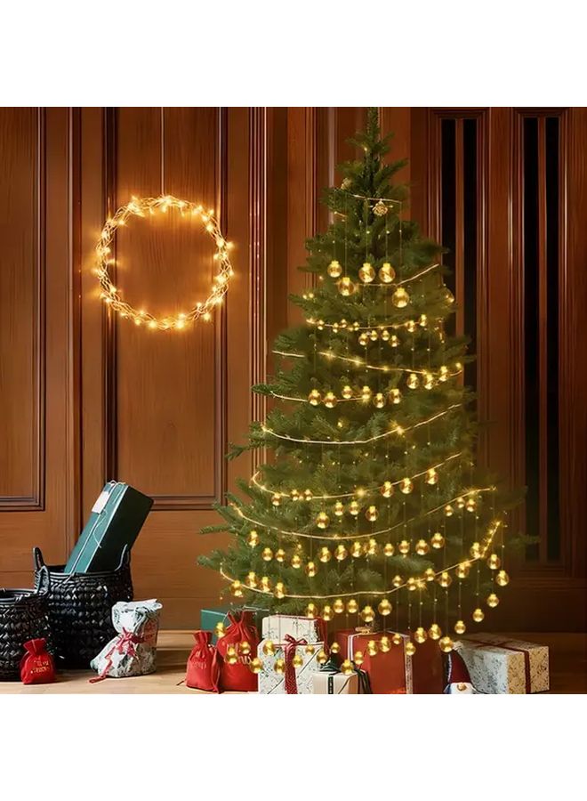 Warm Light Curtain Lights With 108 LED Bulbs 12 Transparent Ball Hanging Decor Lights 8 Lighting Modes Party Flickering LED Fairy Lights Indoor Use For Tent Wedding Festival Thanksgiving Halloween Christmas - Image 1