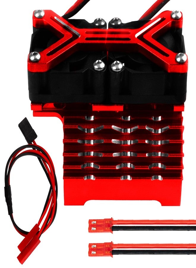 Vgoohobby Motor Heatsink Dual Cooling Fan 40-42mm Compatible with 1/7 1/8 Arrma Traxxas RC Car Fit 4068 4074 4082 4268 4274 Motors (Red) - Image 1