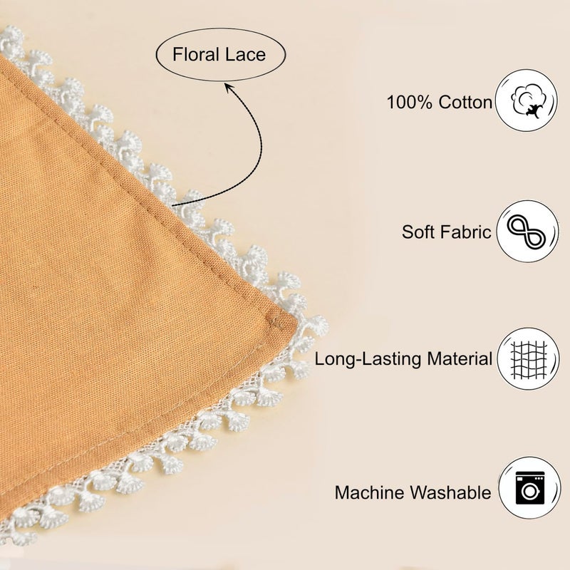 StyleMyWay Stylemyway Dining Table Premium Cotton Table Napkin with Crochet Ends Set of 6 L x B 17 x 17 inch Beige Soft Absorbent Washable Premium Cloth Napkins with Lace for Party Hotel and Home - Image 4