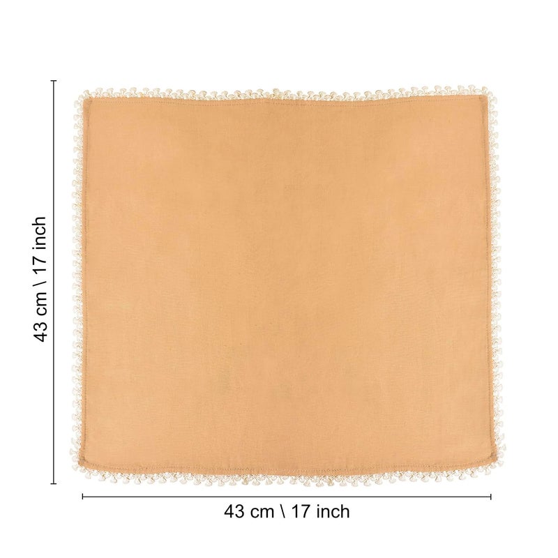 StyleMyWay Stylemyway Dining Table Premium Cotton Table Napkin with Crochet Ends Set of 6 L x B 17 x 17 inch Beige Soft Absorbent Washable Premium Cloth Napkins with Lace for Party Hotel and Home - Image 5