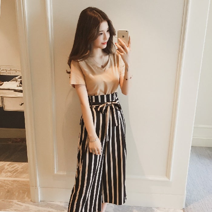 2024 Summer New Style Korean V-Neck Slimming Womens Clothing Fashionable 2-Piece Set Student Trendy Fashion Suit single top  - Image 2