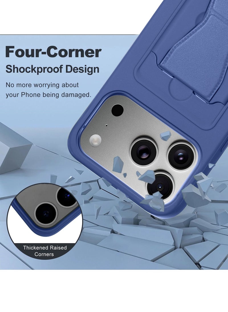 Wtech Apple iPhone 17 Pro Max 5G 2025 Silicone TPU Card Holder with Hand Grip Case Cover (MCHPSN) - Navy Blue - Image 3